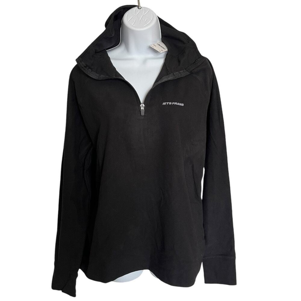 Urban Outfitters IETS FRANS Taped black half zip collar fleece jacket small NWT